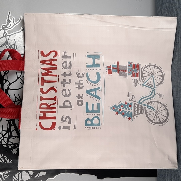 Market Shopping Tote Gift Bag Christmas Better At Beach Post Consumer Recycled - Picture 1 of 6